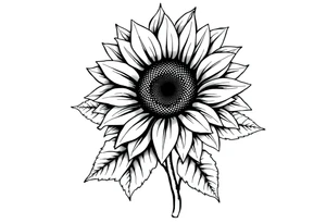 Sunflower with stem and leaves tattoo idea