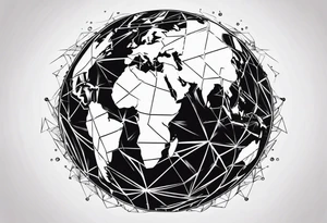 world map breaking like glass ball tattoo idea