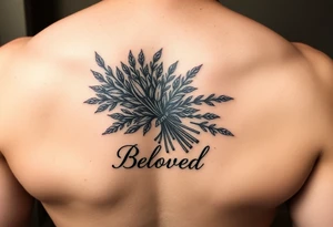 make me an image  A sage bundle with “Beloved” underlined beneath it. tattoo idea