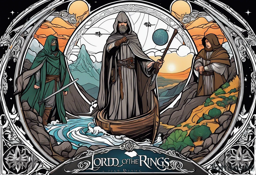 Lord of the rings with Star wars square tattoo idea