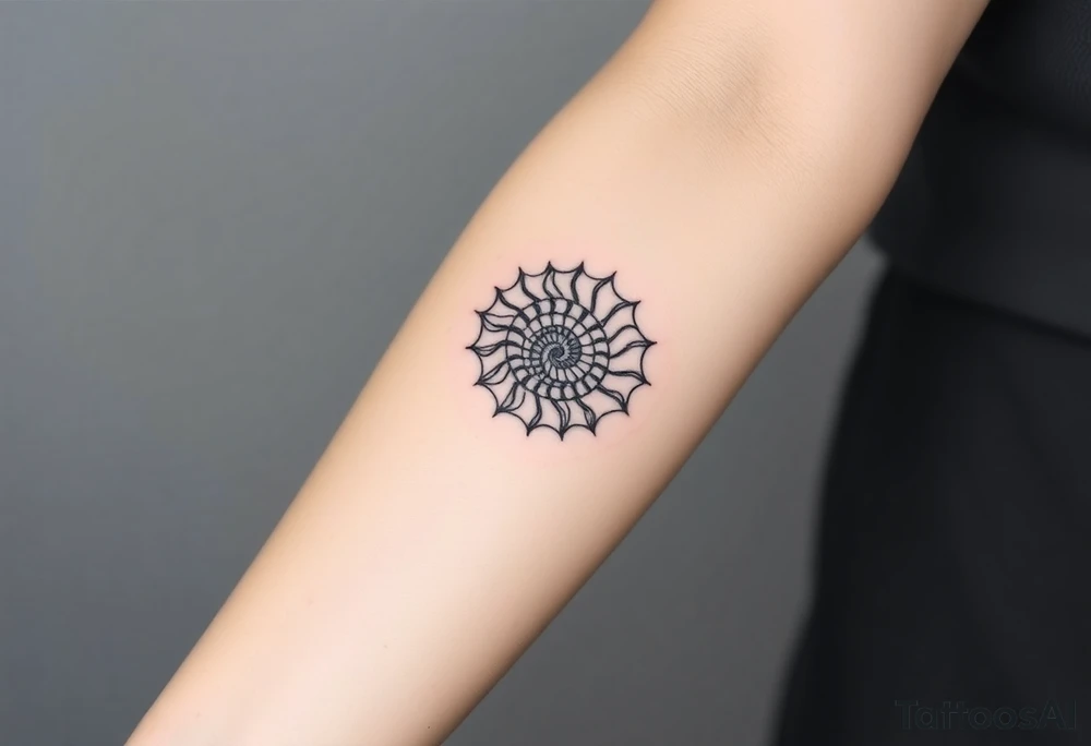 Fibonacci sun spiral shell tattoo idea