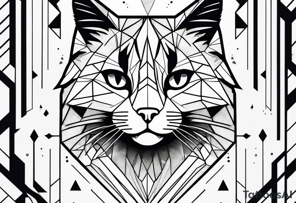 cat, abstract, geometric, lines, halftone, splatter, cat paw tattoo idea
