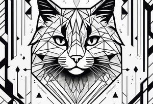 cat, abstract, geometric, lines, halftone, splatter, cat paw tattoo idea