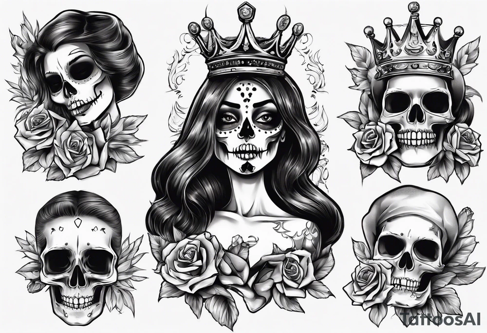santa la muerta with money and crown
on the card tattoo idea