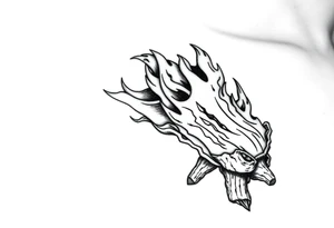 flame and wood tattoo idea
