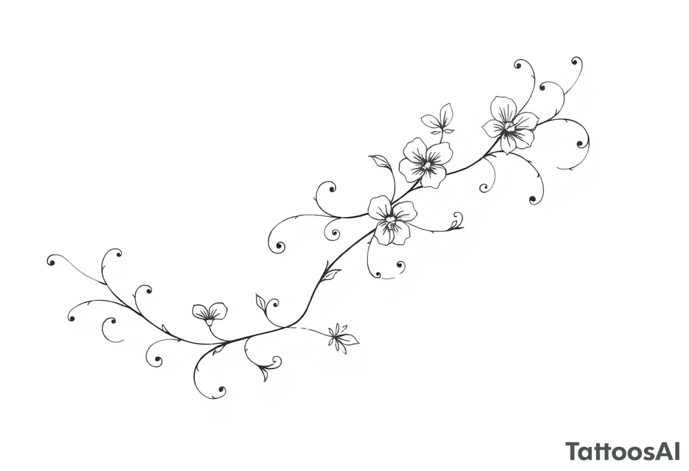 Swirly, filigree, vintage flourish style morning glory vine tattoo idea