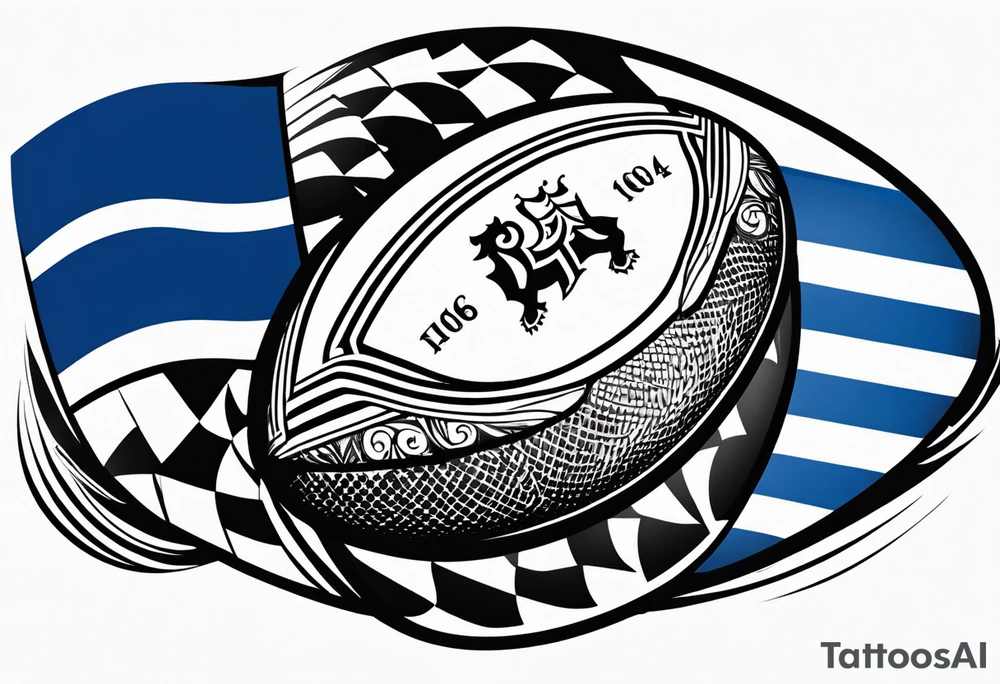 Rugby ball with Finland flag tattoo idea