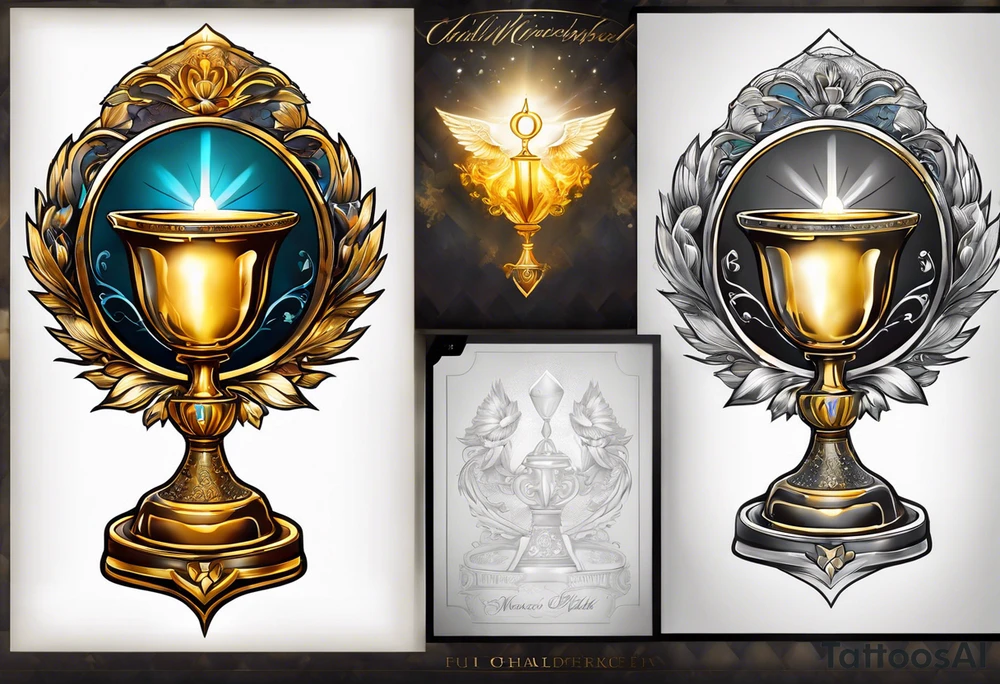 chalice surrounded by golden halo tattoo idea