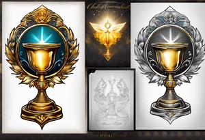 chalice surrounded by golden halo tattoo idea