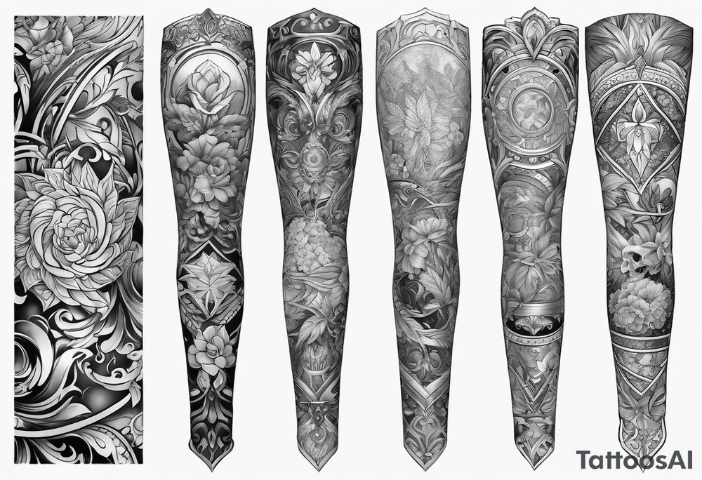 Full leg tattoo sleeve square tattoo idea