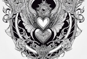 Long tattoo for arm. Lovecraftian creature, protecting a heart. Ctulhu. tattoo idea