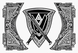 Valhalla sword shield axe Valknut victory tattoo idea