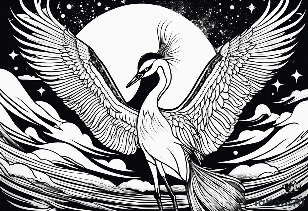Japanese crane tattoo idea
