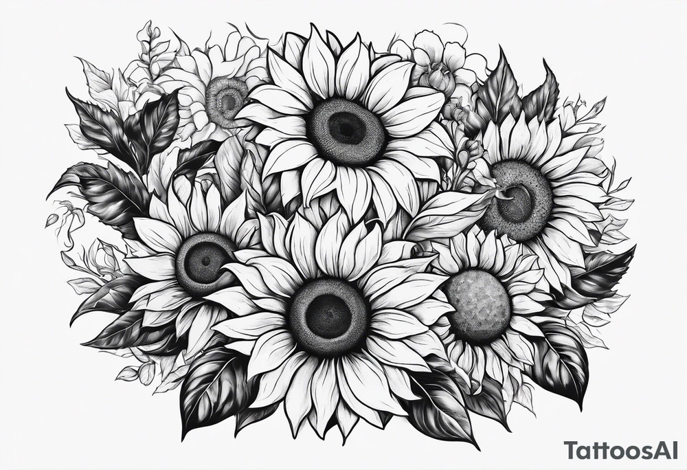 Cancer symbol with sunflowers behind it tattoo idea