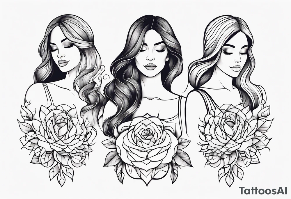 Mother and three daughters design no hearts or flowers simple and elegant tattoo idea