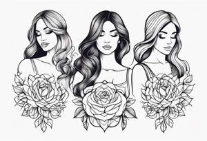 Mother and three daughters design no hearts or flowers simple and elegant tattoo idea