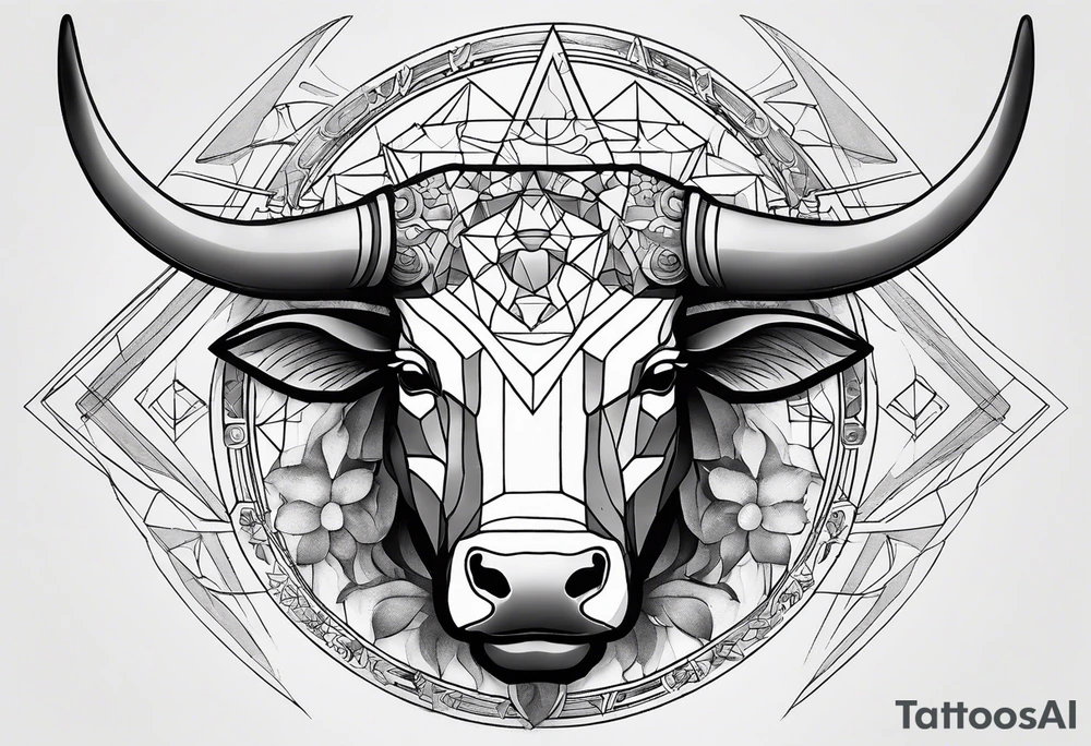 I want a geometric Taurus head with the planets positions on May 20th, 1989 tattoo idea