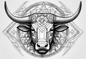I want a geometric Taurus head with the planets positions on May 20th, 1989 tattoo idea