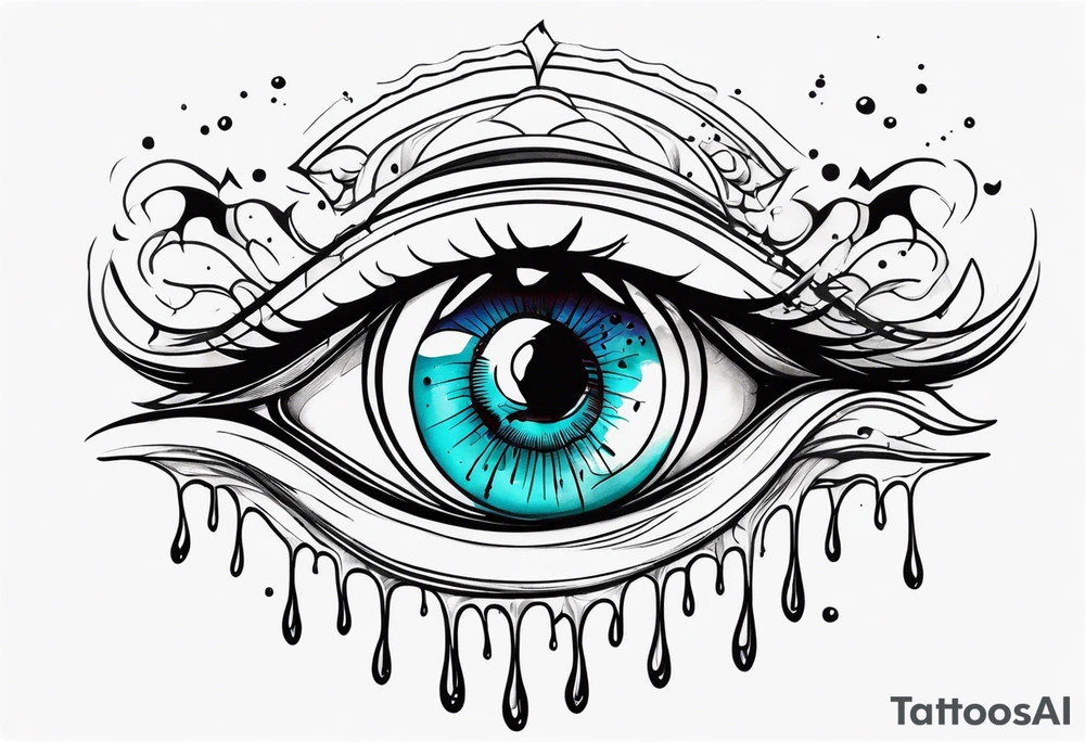 Bleeding eye tears flow tattoo idea