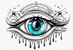 Bleeding eye tears flow tattoo idea