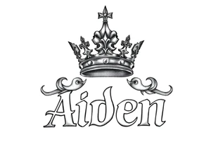Kings crown above the name Aiden tattoo idea