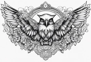 bird face , symmetrical, chest tattoo tattoo idea