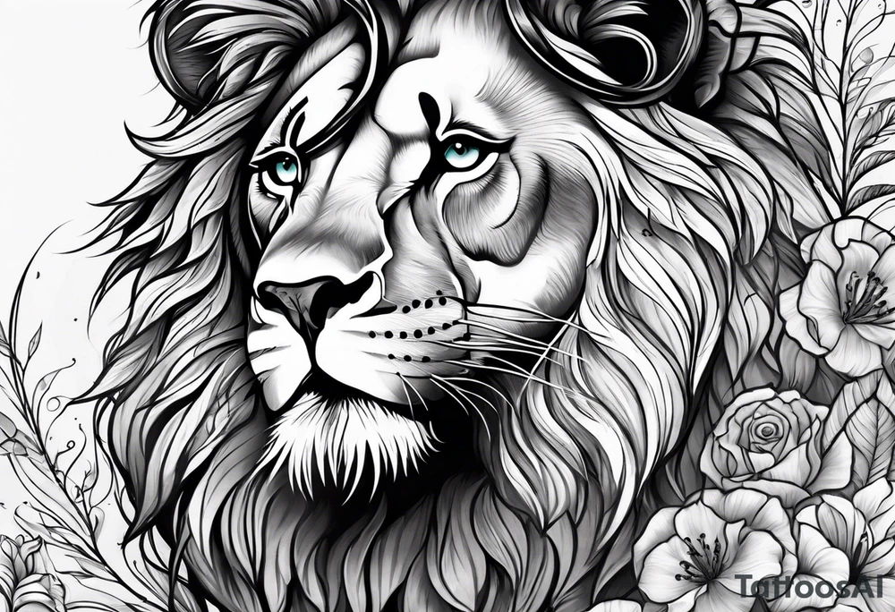 lion skeleton body tattoo idea