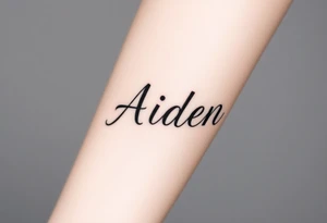 The name Aiden with shading around it tattoo idea