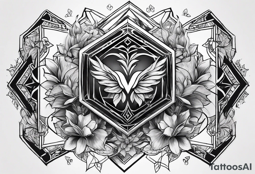 chest tattoo hexagon heart tattoo idea