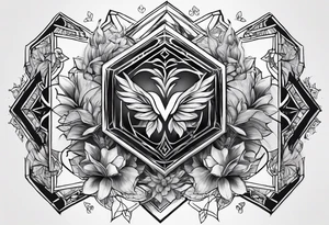 chest tattoo hexagon heart tattoo idea