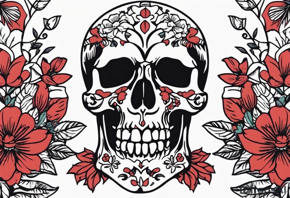 human skeleton

old school vintage simple traditional design surrounded by vintage flowers


bold color simple tattoo idea