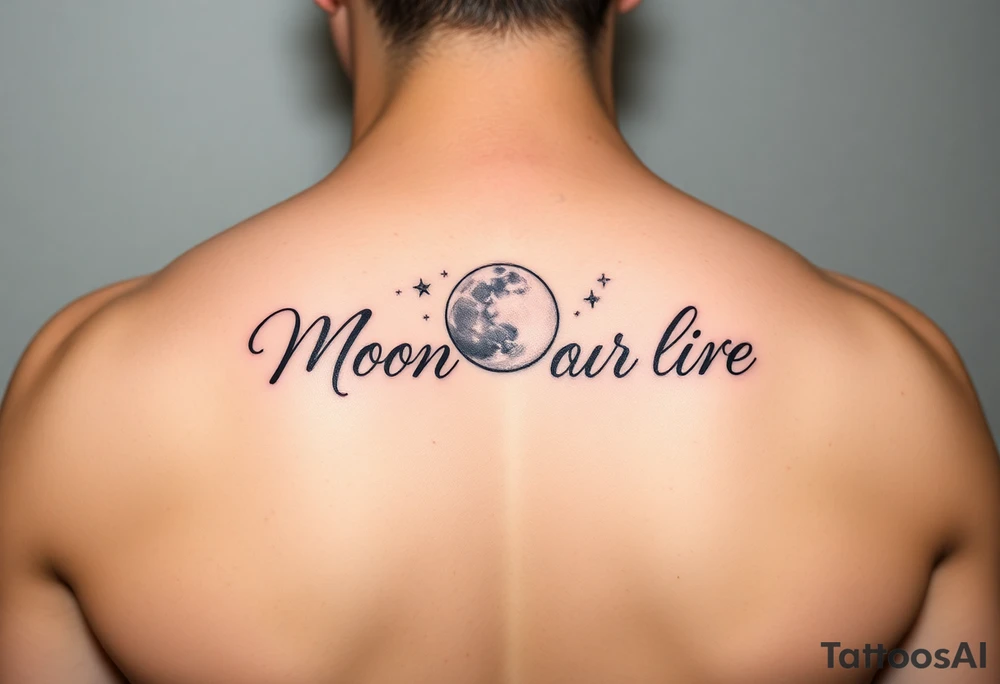 The words "Moon of my life" in script with a Moon and stars tattoo idea