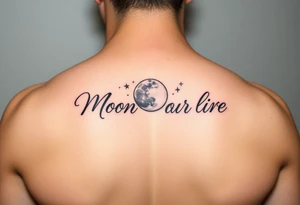 The words "Moon of my life" in script with a Moon and stars tattoo idea