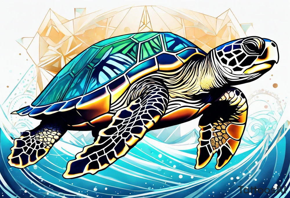 Geometric seaturtle tattoo idea