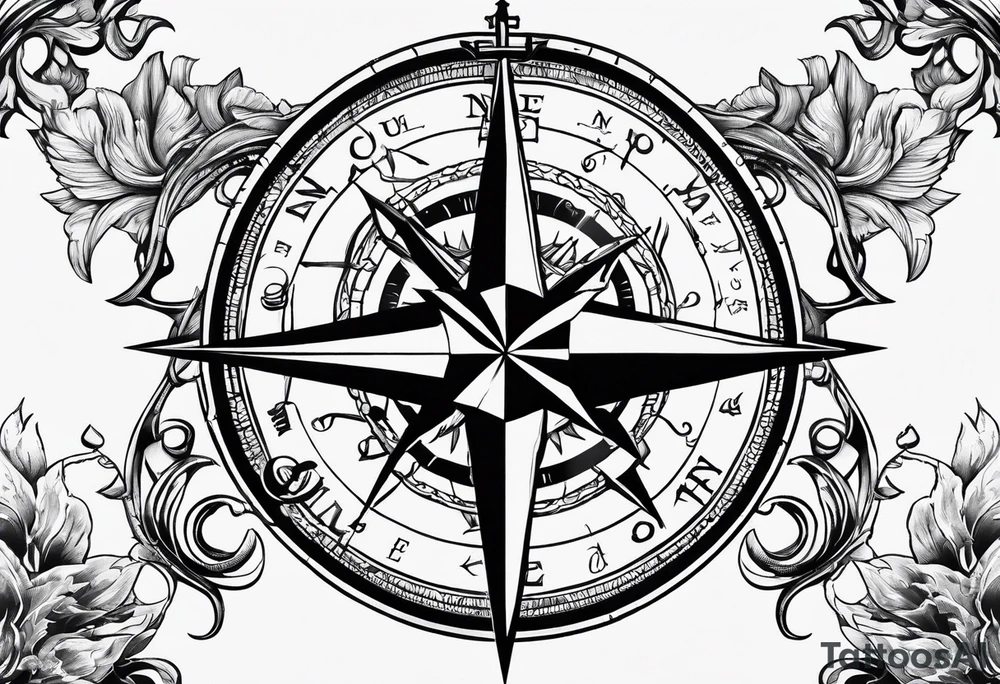 ocean compass anchor tattoo idea