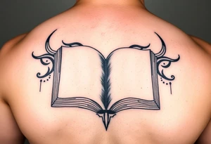 artistic open book that looks more like a tribal tattoo than a book tattoo idea