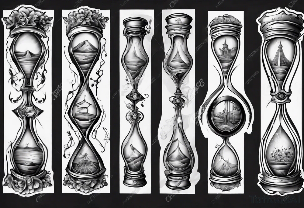 an hourglass with filagree tattoo idea
