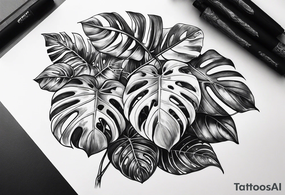 Monstera avec serpent tattoo idea