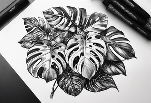 Monstera avec serpent tattoo idea