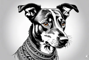 Koolie cross kelpie portrait tattoo idea