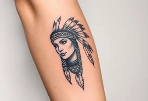 Female Native American woman tattoo idea