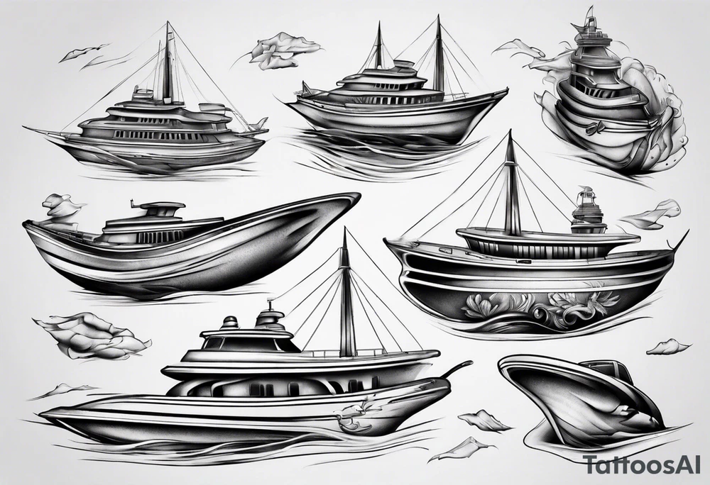 luxury boat tattoo idea