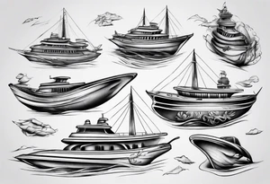 luxury boat tattoo idea