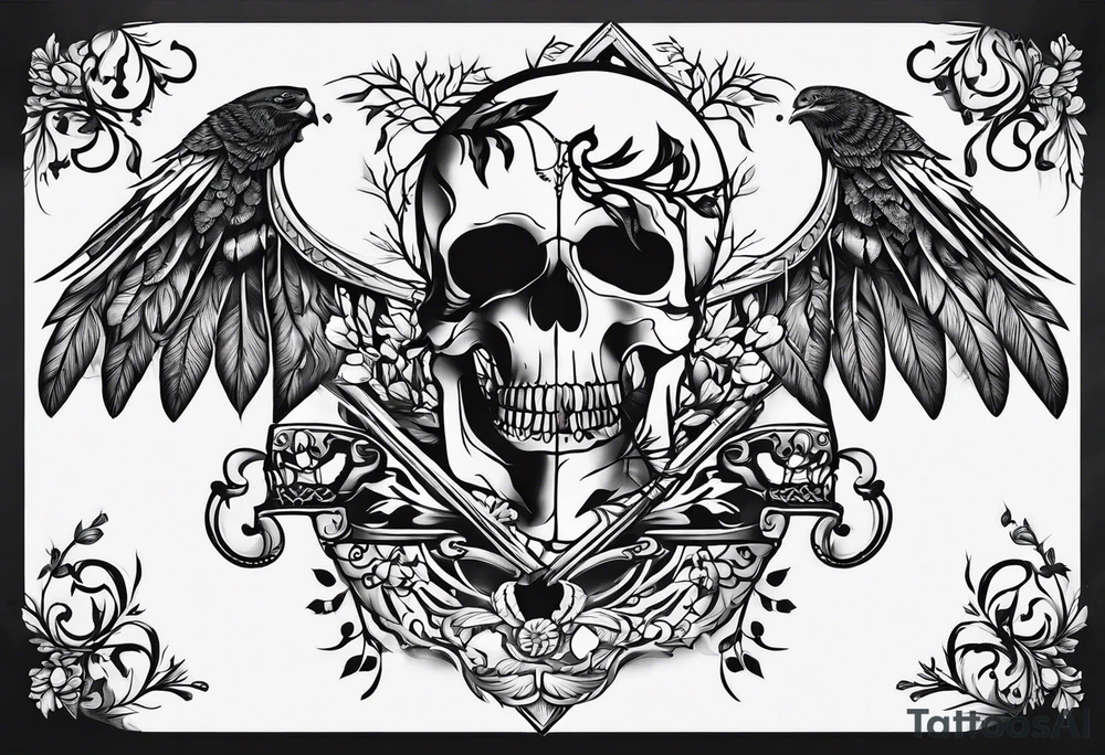 Nordic hunter skeleton tattoo idea