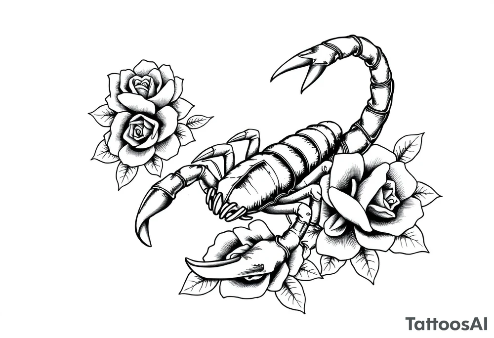 Scorpion with roses tattoo idea
