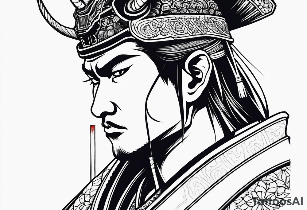 Samurai delt stancil tattoo idea