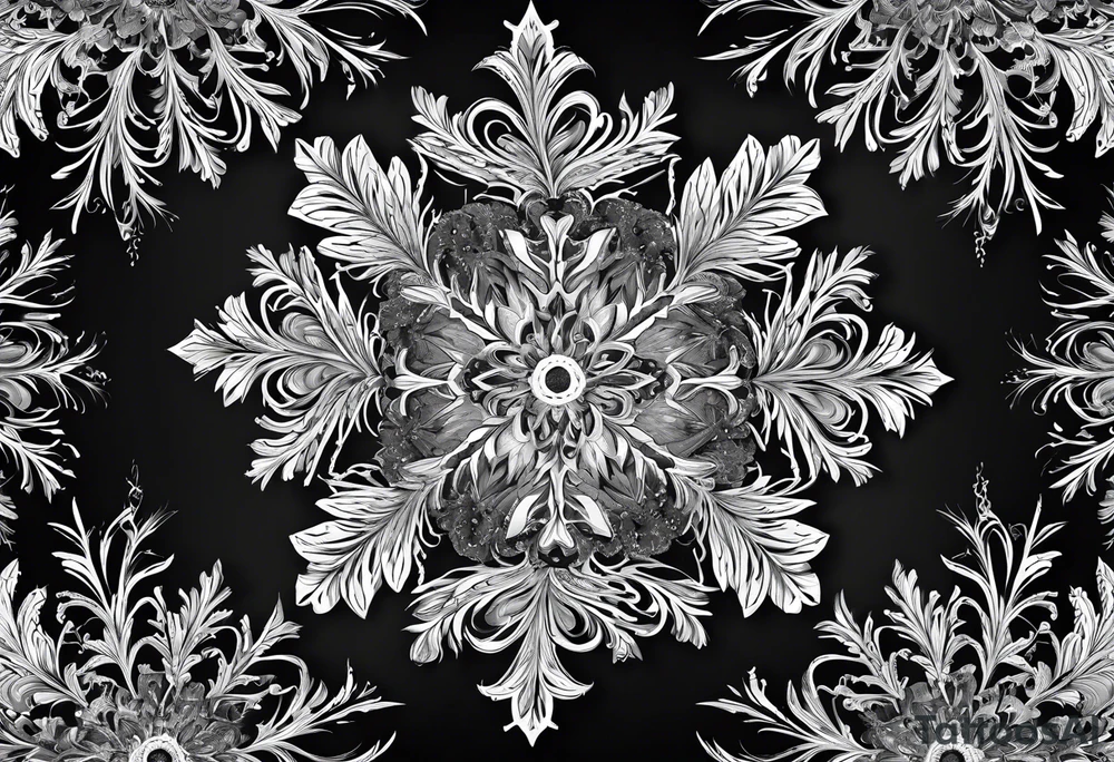 Branched crystaline fractal snowflake not flower tattoo idea