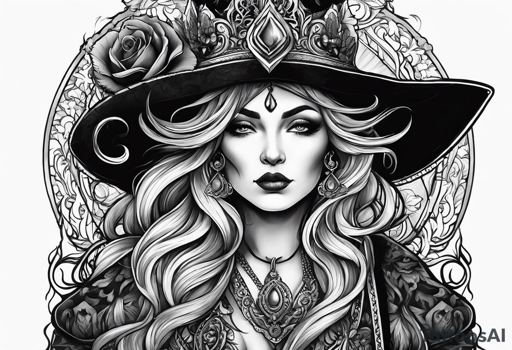 Russian folklore based old evil witch tattoo idea
