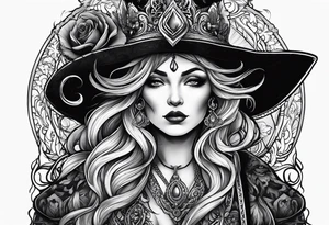 Russian folklore based old evil witch tattoo idea