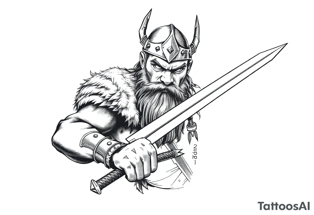 a viking with a sword. tattoo idea